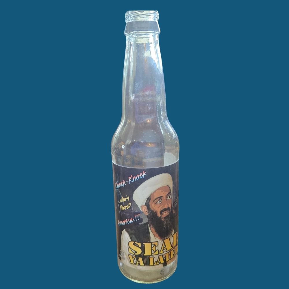 Rocket Fizz Seal Ya Later Osama Bin Laden Satire 12oz Glass Soda‎ Bottle Clear